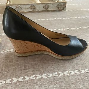 Cole Haan Black Open-Toed Wedges Size 8.5
